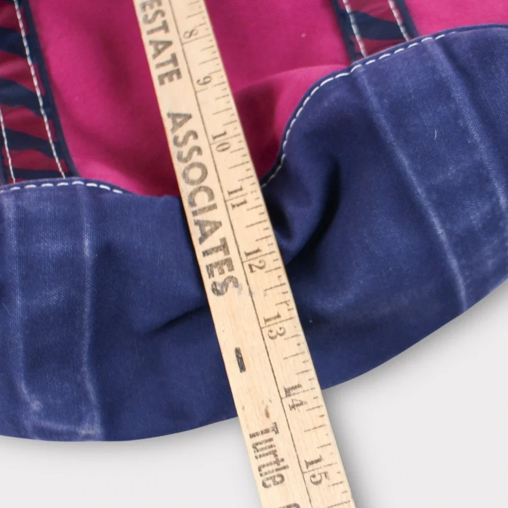 Vintage L.L. Bean Canvas Boat And Tote Bag Pink Blue Medium Zip Top Rare - Picture 8 of 9